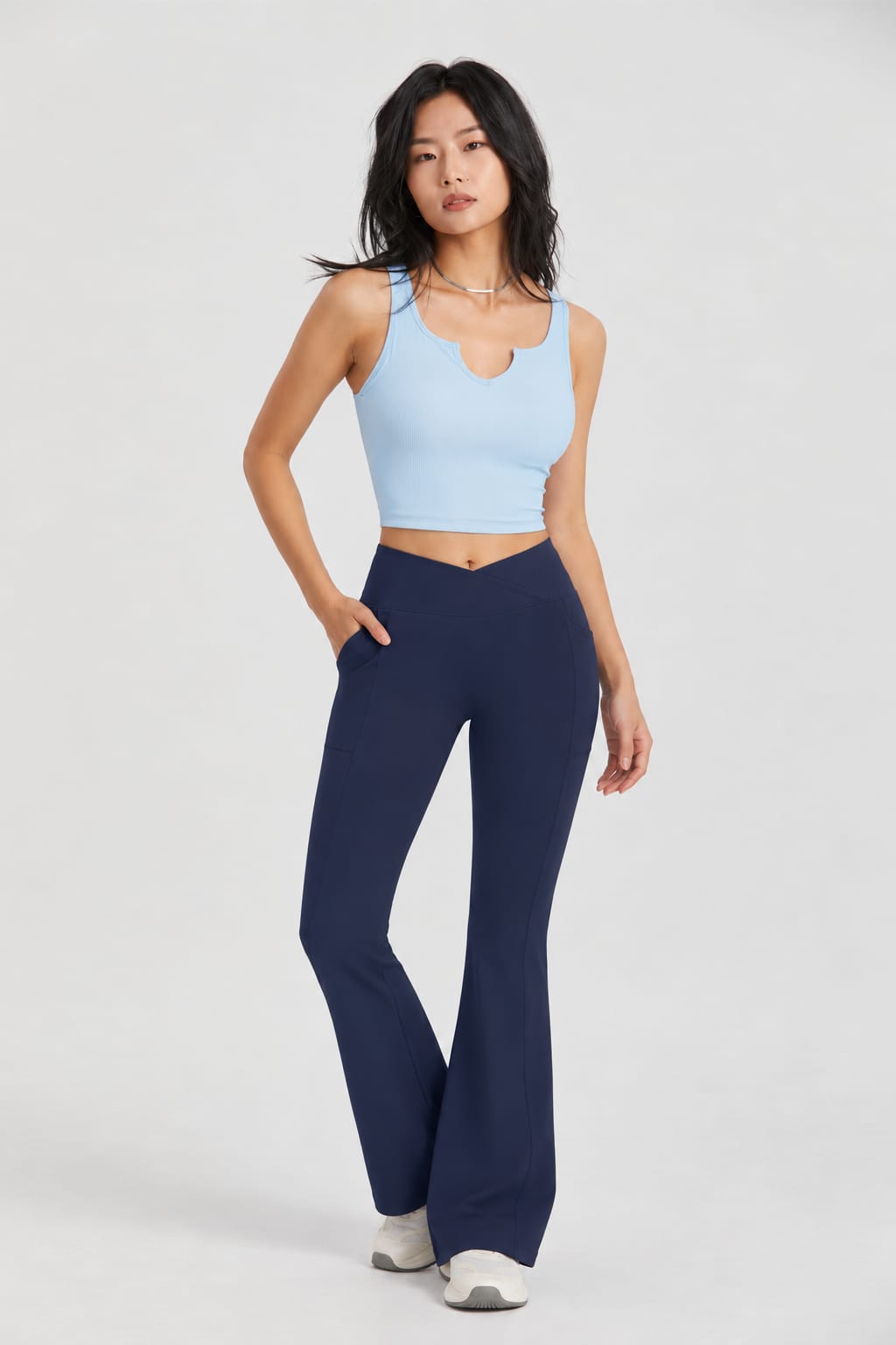 ESO Flared Pants (Navy) + Tank Top (Baby Blue)