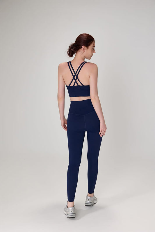 ESO Criss Cross Sports Bra with Leggings (Navy)