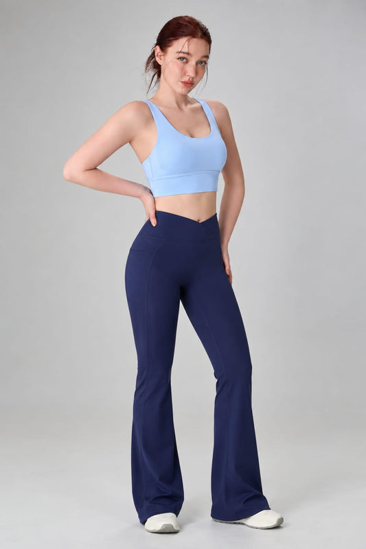 ESO Flared Pants (Navy) + Criss-Cross Bra (Back Lightblue + Navy Straps)
