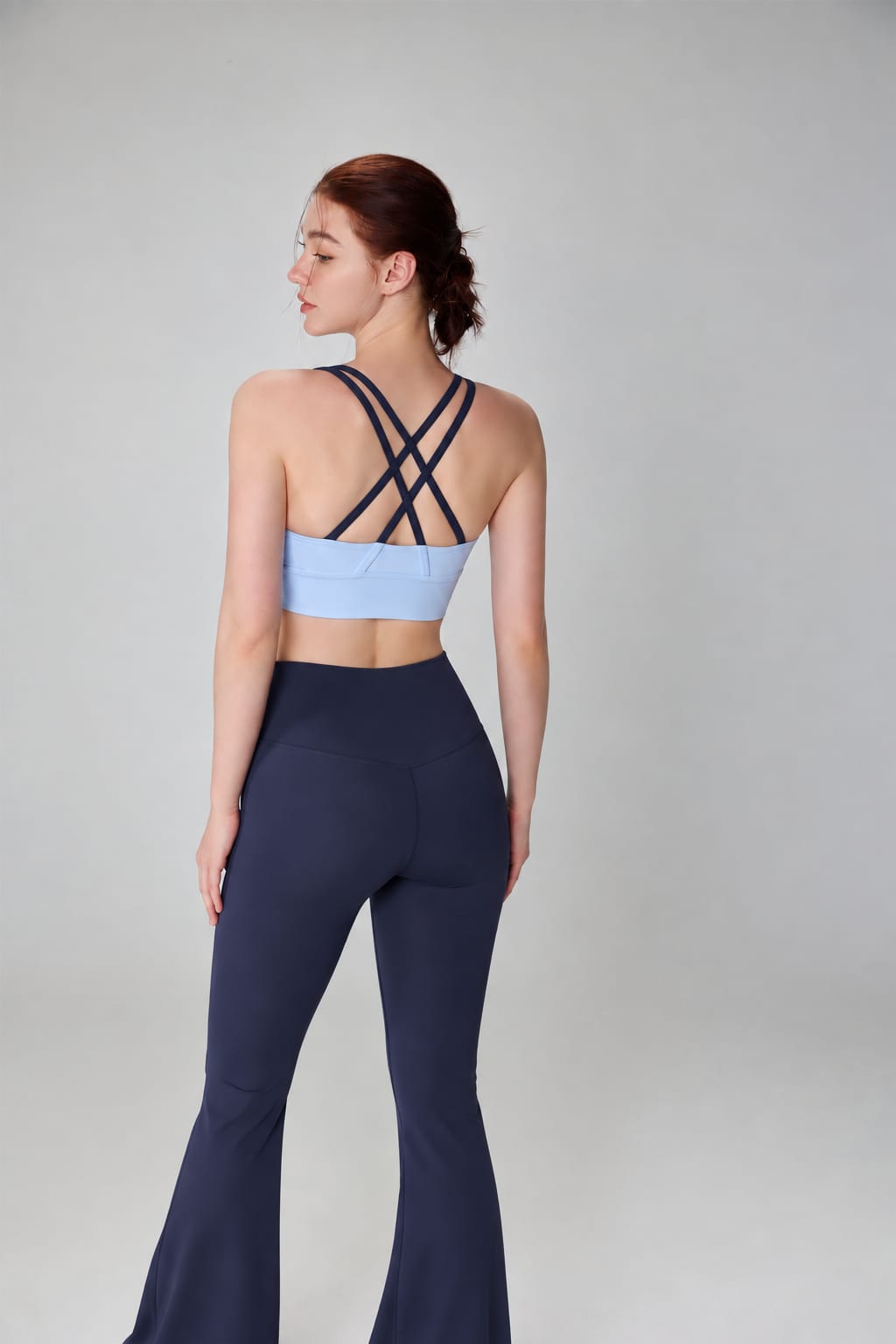 ESO Flared Pants (Navy) + Criss-Cross Bra (Back Lightblue + Navy Straps)