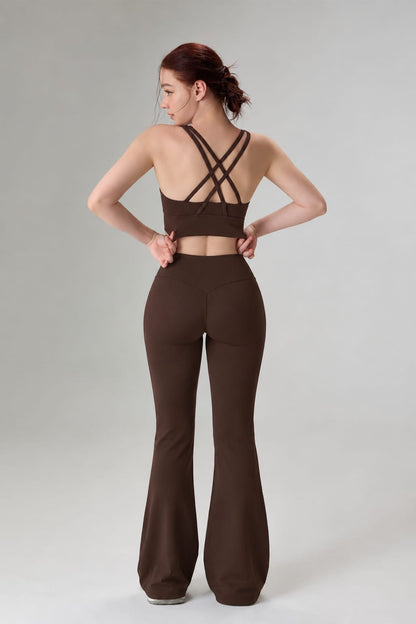 ESO Flared Pants (Cocoa) + Criss-Cross Bra (Brown)