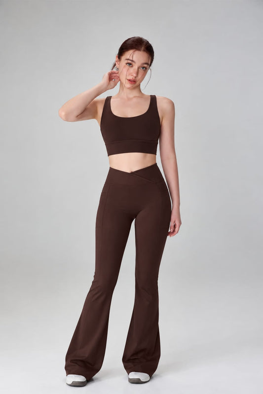 ESO Flared Pants (Cocoa) + Criss-Cross Bra (Brown)